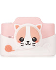 Front-facing view of the Meowie the Cat camera with soft pink silicone shell