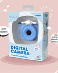 kiimento Model A Cinnamoroll kids' digital camera shown in its retail gift box packaging, labeled as gift-ready for ages 3+.