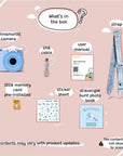 kiimento Sanrio Cinnamoroll Mini Camera Model A accessories – USB cable, sticker sheet, memory card and user manual