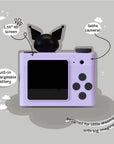 kiimento Kuromi Model A kids camera with HD screen, rechargeable battery, and selfie camera.
