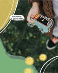 Kid holding kiimento Model C Bear digital camera in hand, game-free and designed for fun photo play.