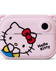 Front view of the Kidamento Model P Hello Kitty limited-edition instant print camera, featuring ink-free thermal printing and collectible design