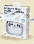 Retail packaging of kiimento Model P Panda instant print kids camera, showing gift-ready box design for ages 5 and up.
