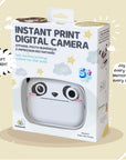 Retail packaging of Kidamento Model P Panda instant print kids camera, showing gift-ready box design for ages 5 and up.