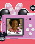 Pink Minnie Mouse mini camera with a 1.55 inch HD screen.