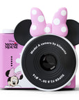 Pink Minnie Mouse mini camera with a polka dot bow and ears.