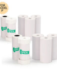 Five rolls of white thermal paper for the Model P camera, including three regular and two adhesive.