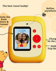 kiimento disney winnie the pooh kids camera back view with selfie screen built in frames and photo filters