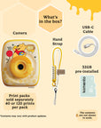 kiimento disney winnie the pooh kids instant print camera gift set with usb c cable strap and 32gb memory card