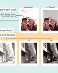 Mint Print Pro Camera showing two print styles and three print densities.