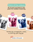 A pack of 40 photo prints in four different color styles: Timeless, Sweet, Calm, and Golden.