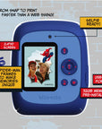 Blue Spider-Man instant print camera with a 2.4-inch screen.