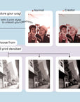 Instant camera with two print styles and three print densities.