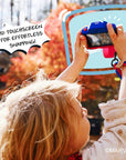 Spider-Man digital camera with HD touchscreen held by a child.