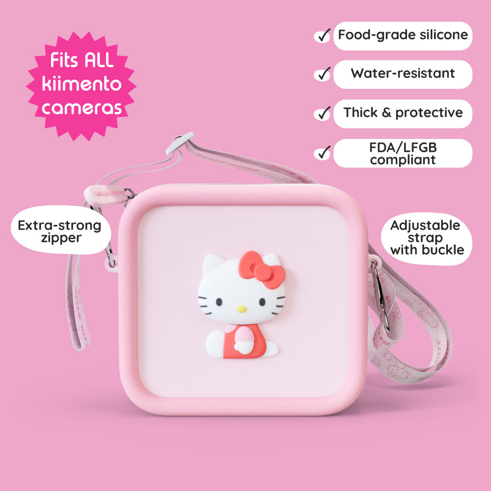 Hello Kitty silicone bag with adjustable strap and Hello Kitty charm.