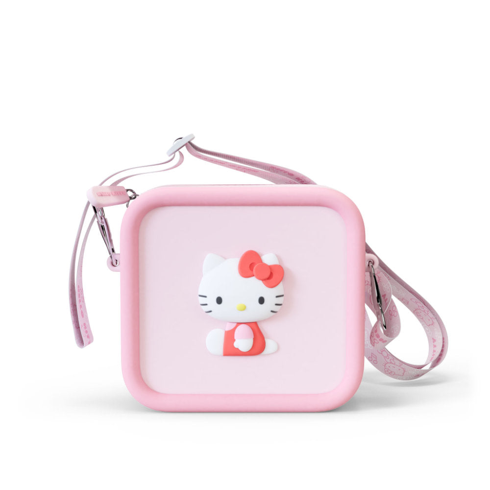 Pink silicone Hello Kitty bag with a matching adjustable strap.