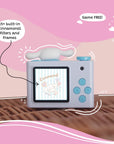 Kidamento Model P Cinnamoroll kids digital camera back view, showing LCD screen with Cinnamoroll filters and frames, game-free design.