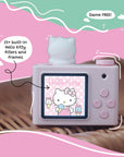 Hello Kitty Model A Kids Digital Camera - Back View Displaying Built-in Hello Kitty Filters and Frames (15+ options).