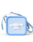 Light blue silicone bag featuring a white Cinnamoroll character and a blue strap.