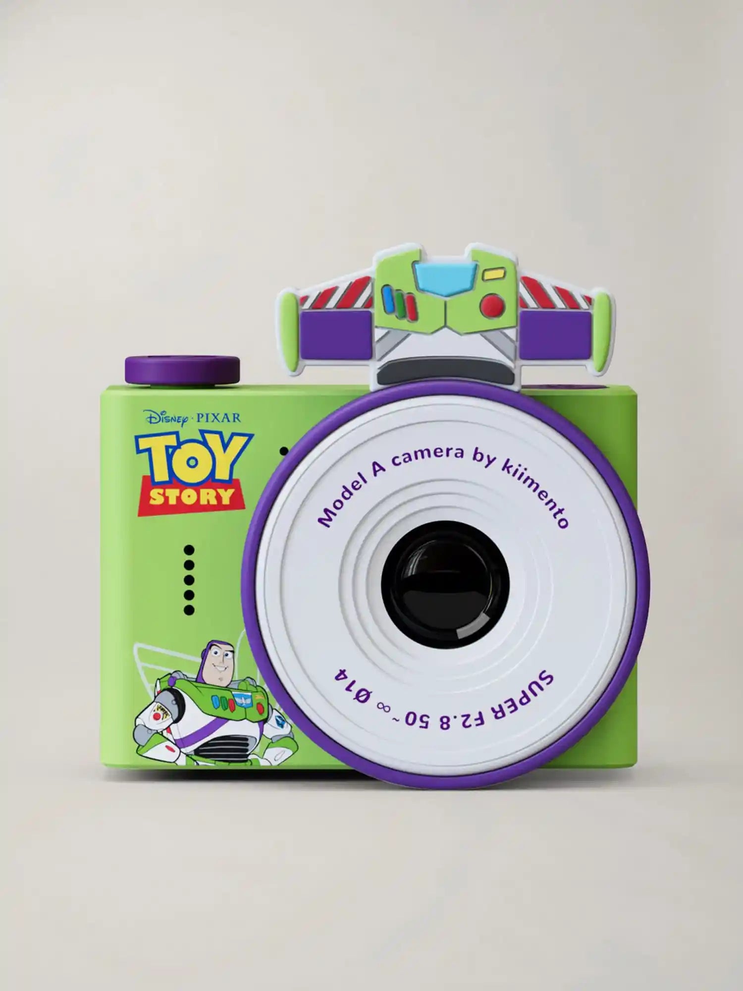 kiimento Disney Buzz Lightyear Mini Camera Model A – Toy Story Buzz Lightyear green kids mini camera with character topper