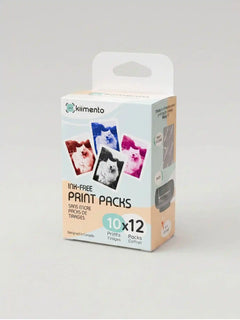 kiimento Ink-Free Print Pack 120 Prints – 12 packs of 10 instant photo prints for Model P2 cameras