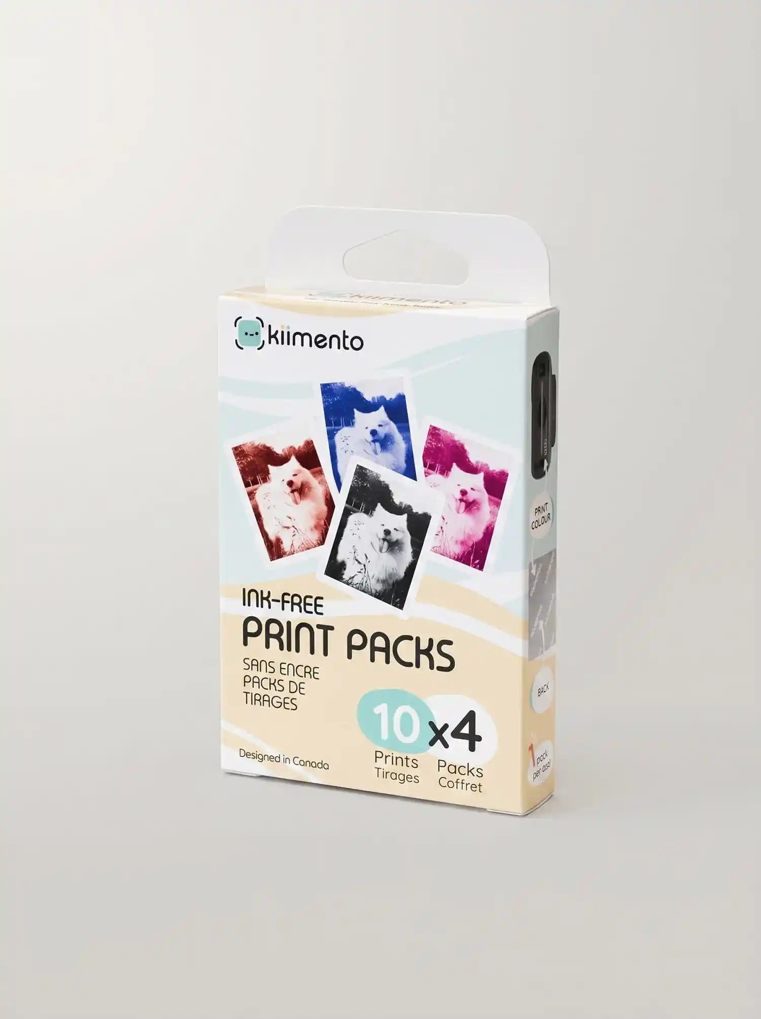 kiimento Ink-Free Print Pack 40 Prints – 4 packs of 10 instant photo prints for Model P2 cameras