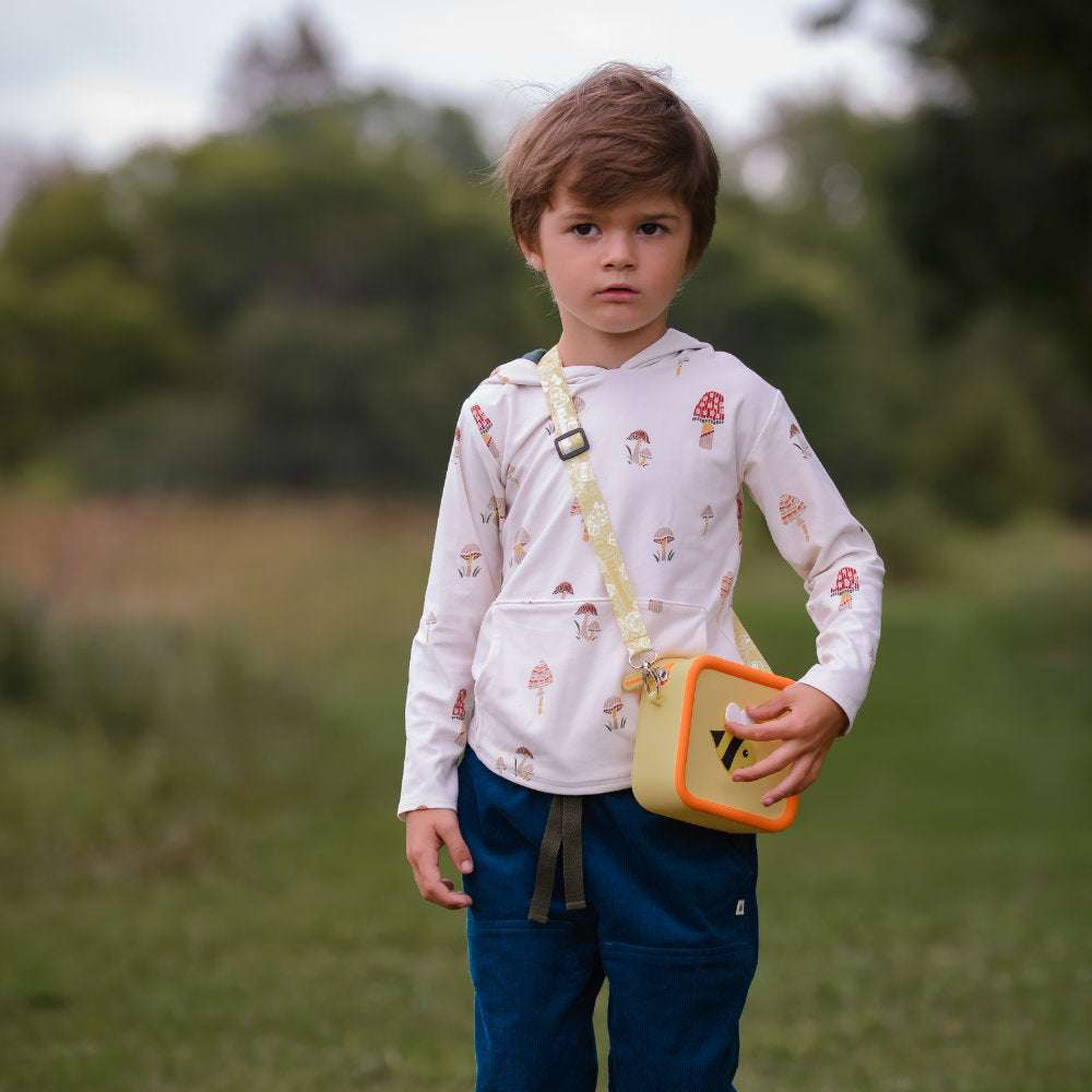 Little Bee silicone bag with a yellow bee design.