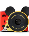 Mickey Mouse mini camera with black ears and a yellow-rimmed lens.