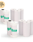 Five rolls of white thermal paper for the Model P camera, including three regular and two adhesive.