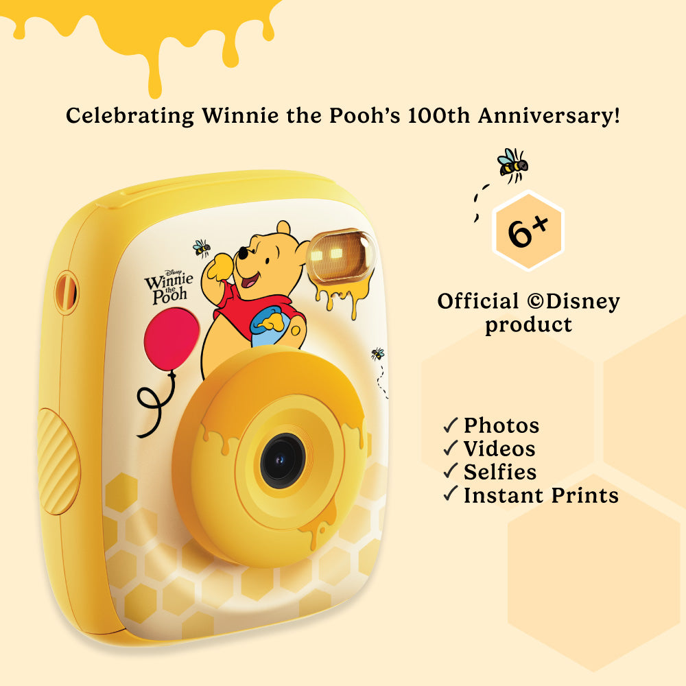 kiimento disney winnie the pooh kids instant camera angled view official licensed design lightweight travel buddy