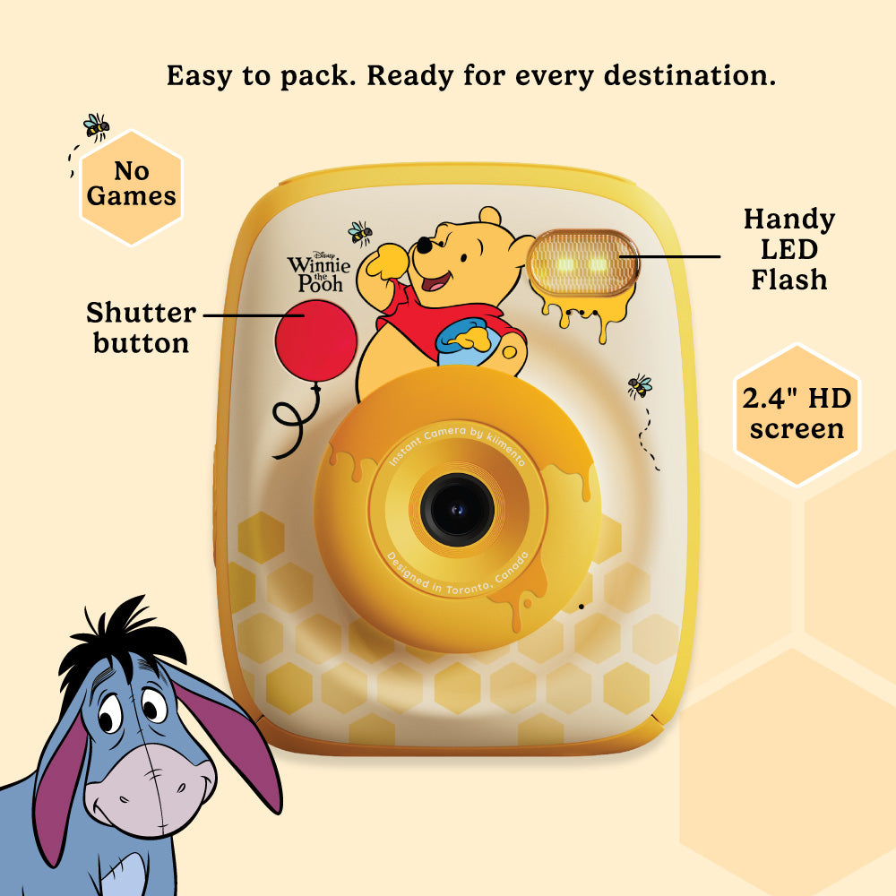 kiimento disney winnie the pooh kids digital camera with led flash and 2.4 inch hd display