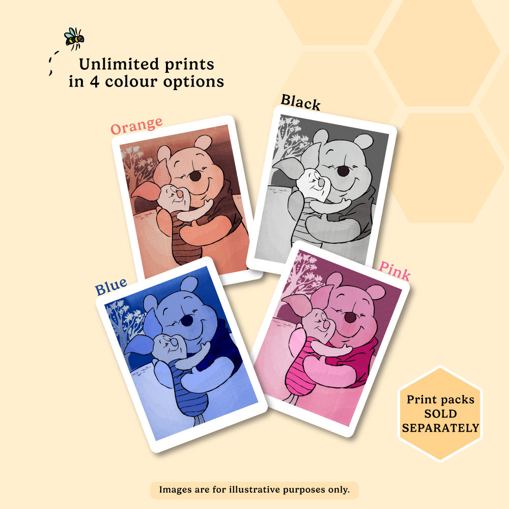 kiimento disney winnie the pooh kids instant camera with blue pink orange and black print color options