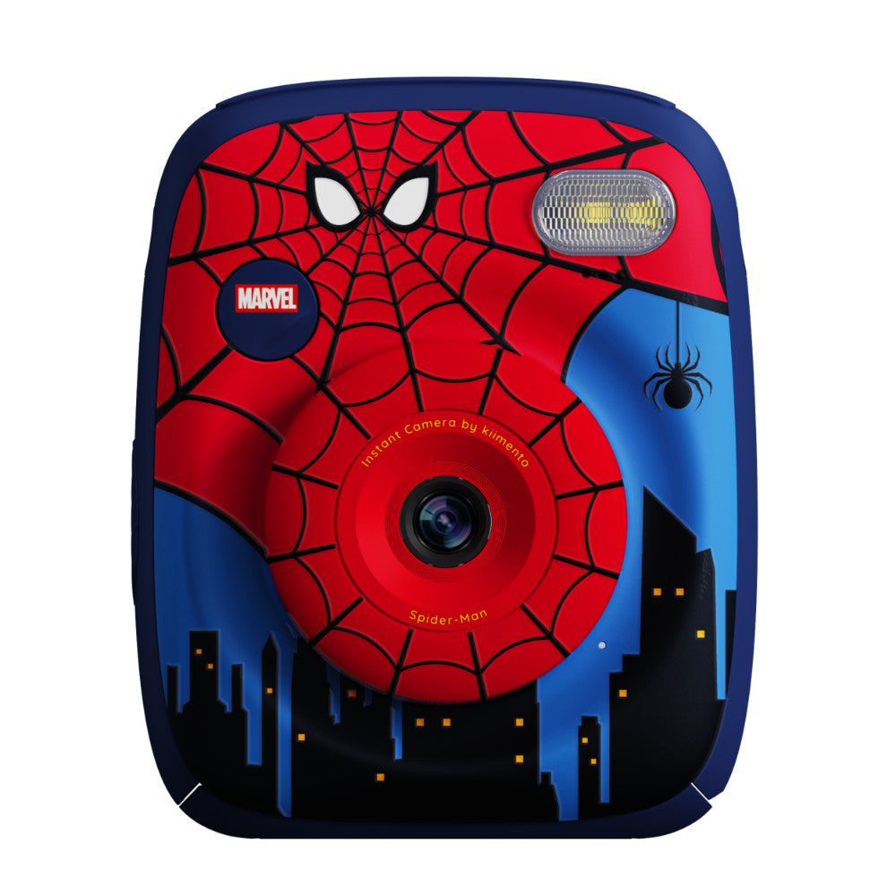 Spider-Man Print Pro Camera with a cityscape background.